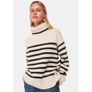 Whistles Ivory Stripe Wool Roll Neck